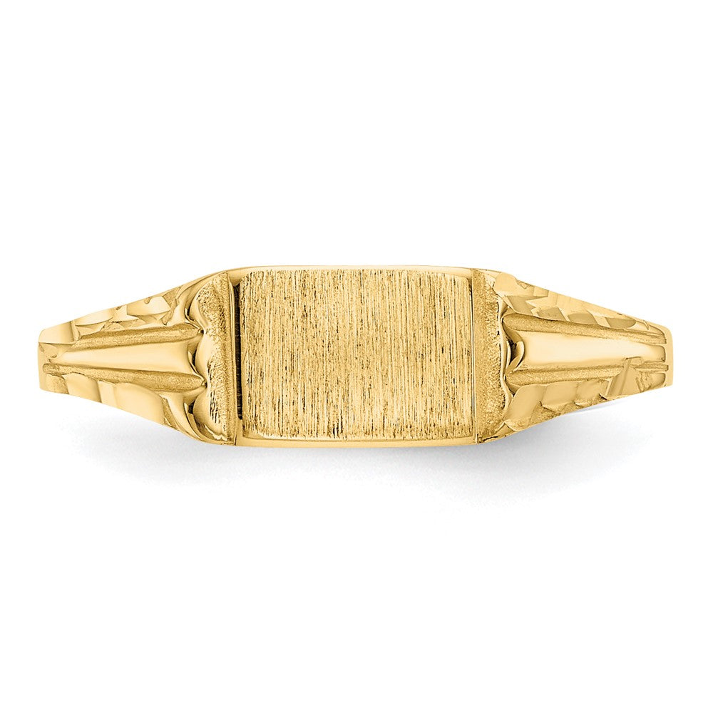 14K Gelbgold Kinder-Siegelring mit Diamantschliff