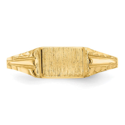 14K Gelbgold Kinder-Siegelring mit Diamantschliff