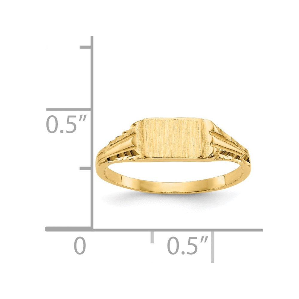 14K Gelbgold Kinder-Siegelring mit Diamantschliff