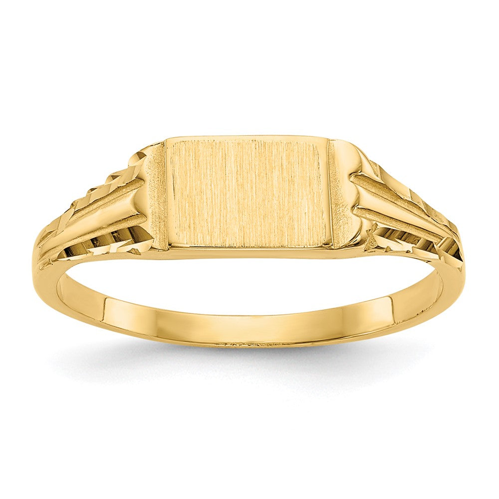 14K Gelbgold Kinder-Siegelring mit Diamantschliff