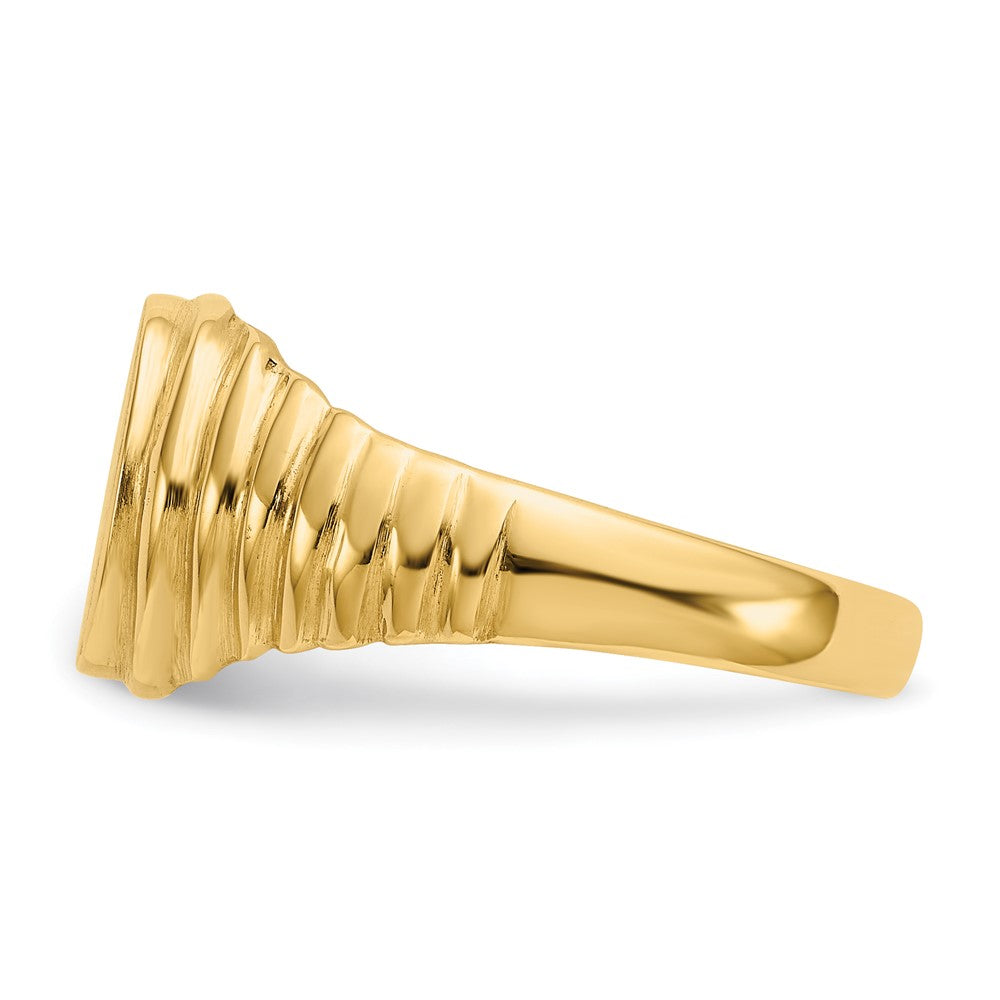 14K Gelbgold Herren-Siegelring mit offener Rückseite, 10,5x9,5 mm