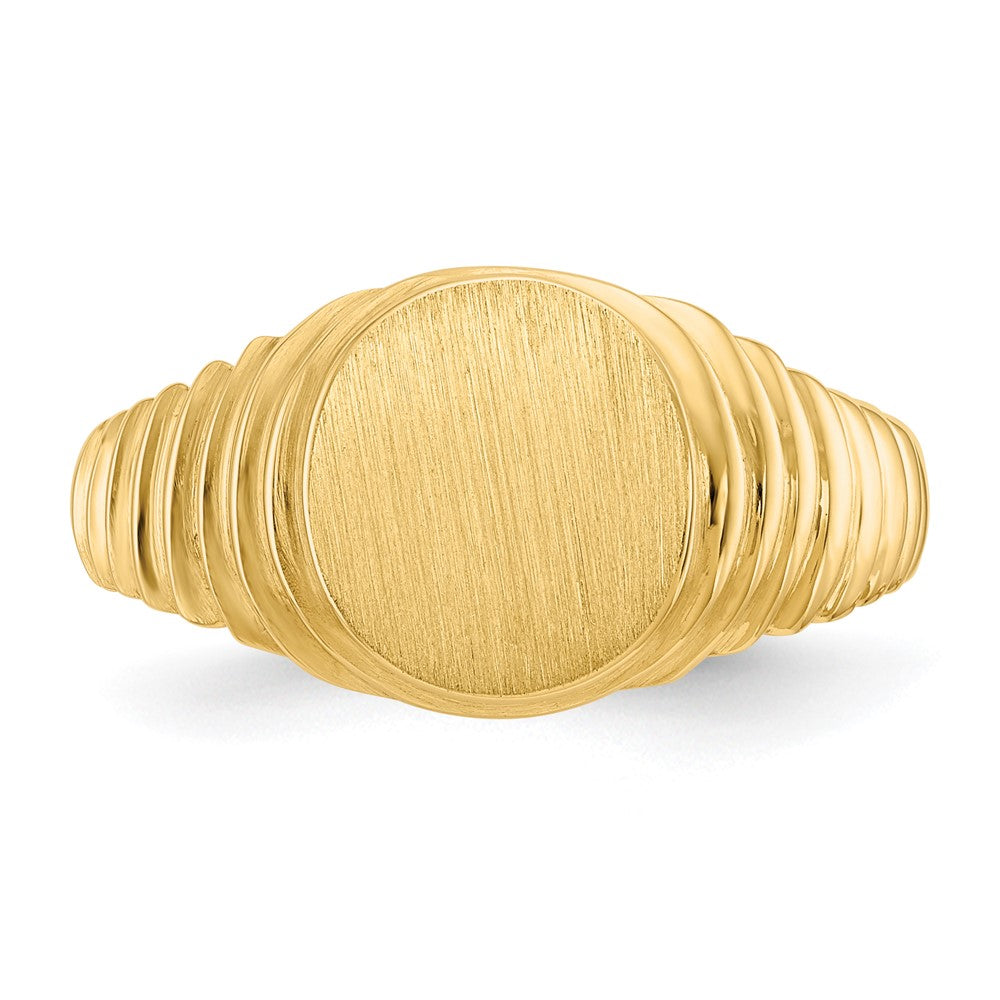 14K Gelbgold Herren-Siegelring mit offener Rückseite, 10,5x9,5 mm
