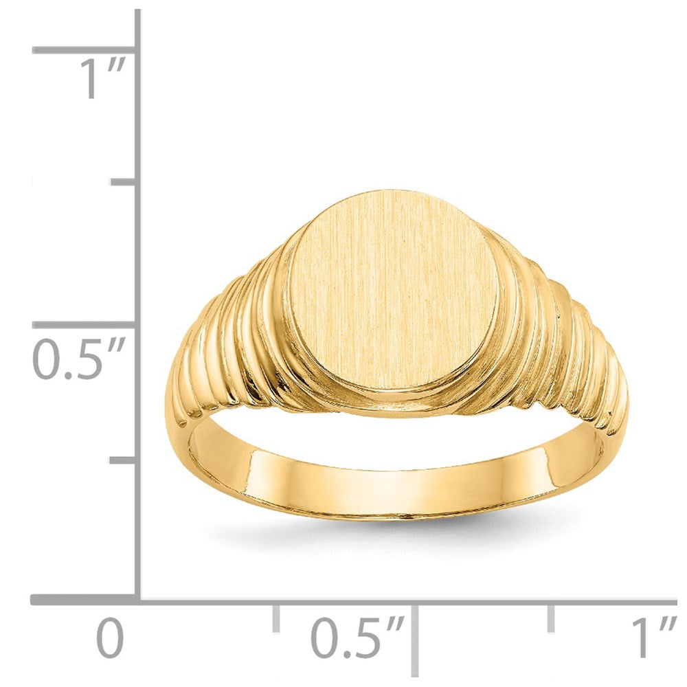14K Gelbgold Herren-Siegelring mit offener Rückseite, 10,5x9,5 mm