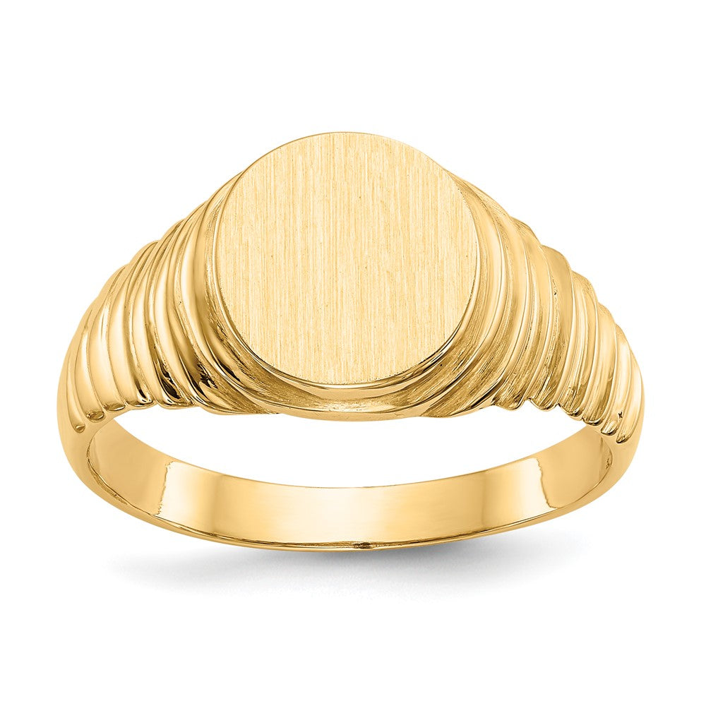 14K Gelbgold Herren-Siegelring mit offener Rückseite, 10,5x9,5 mm