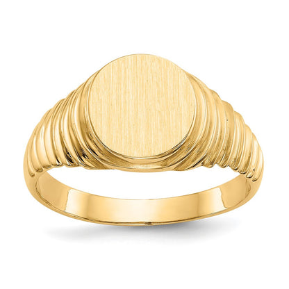 14K Gelbgold Herren-Siegelring mit offener Rückseite, 10,5x9,5 mm