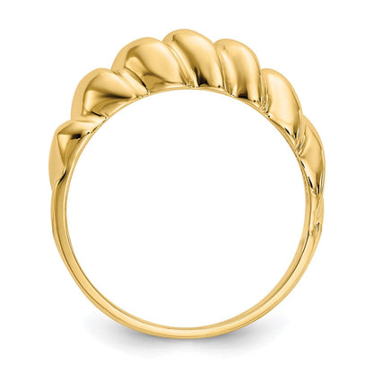 14K Gelbgold Ring mit Wulst-Design, gedreht und poliert