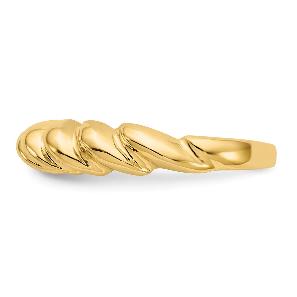 14K Gelbgold Ring mit Wulst-Design, gedreht und poliert