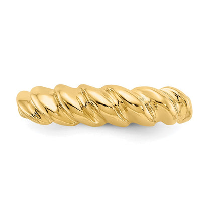 14K Gelbgold Ring mit Wulst-Design, gedreht und poliert