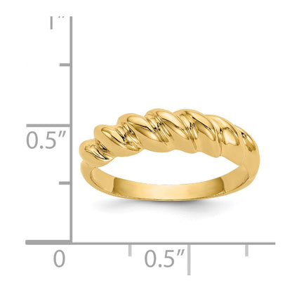 14K Gelbgold Ring mit Wulst-Design, gedreht und poliert
