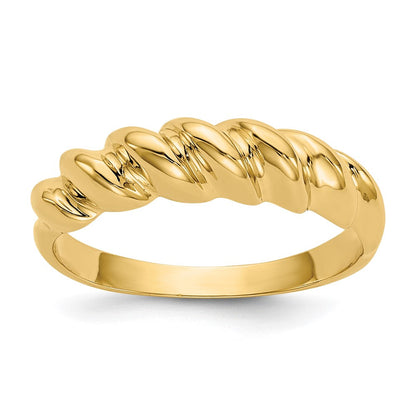 14K Gelbgold Ring mit Wulst-Design, gedreht und poliert