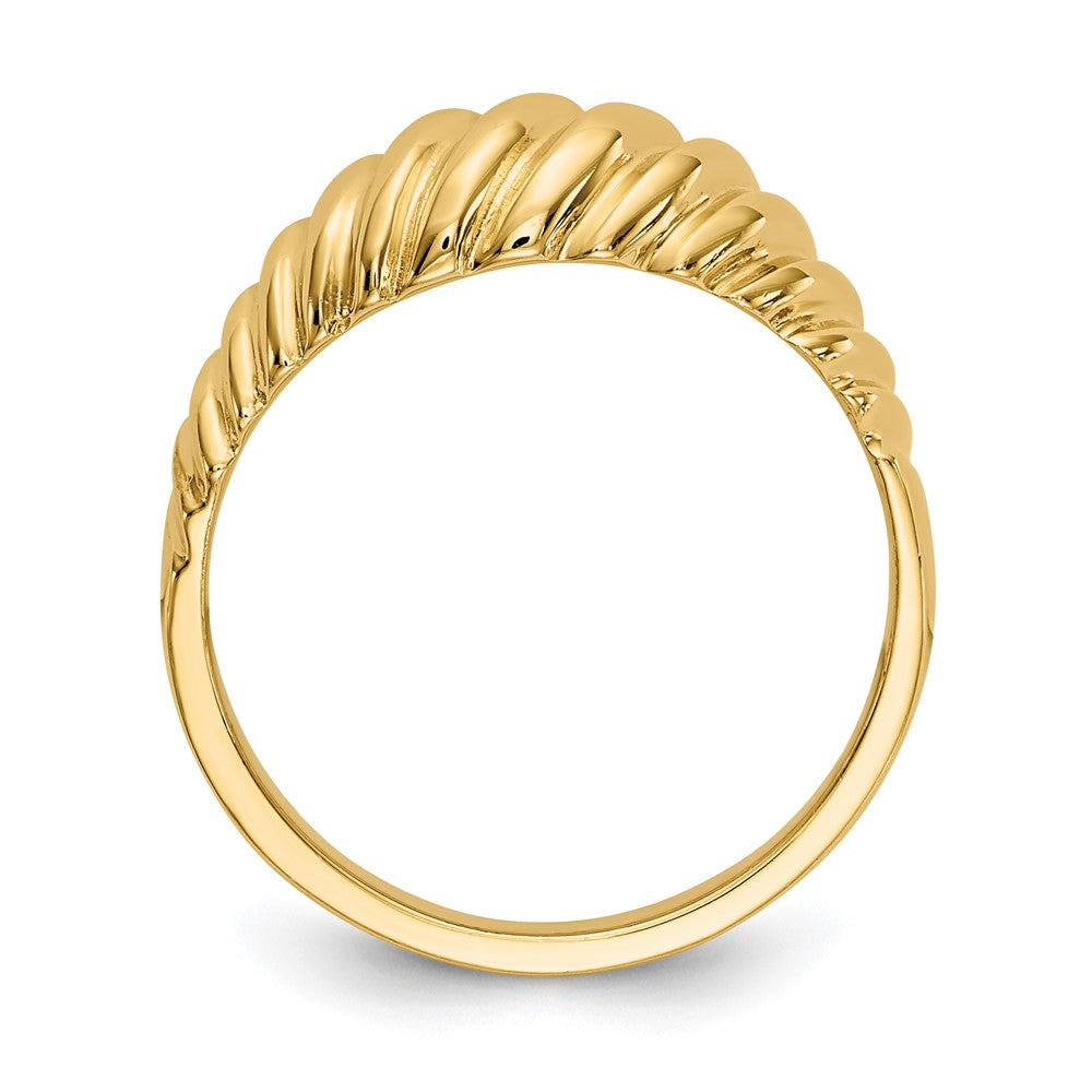 14K Gelbgold polierter Ring mit gewelltem Kalottendesign