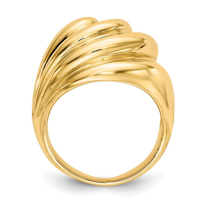 14K Gelbgold Poliert Wirbel-Dôme-Ring
