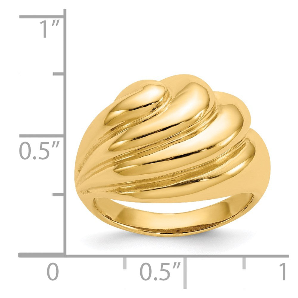 14K Gelbgold Poliert Wirbel-Dôme-Ring