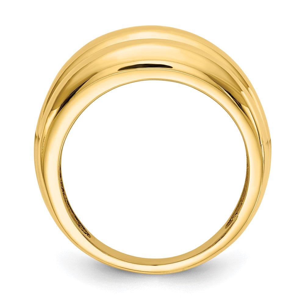 14K Gelbgold Ring mit poliertem, gewelltem Dom-Design