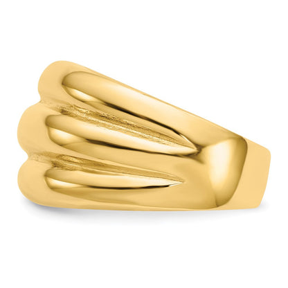 14K Gelbgold Ring mit poliertem, gewelltem Dom-Design