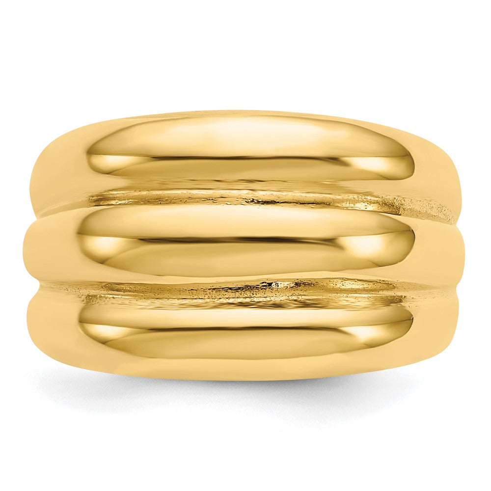 14K Gelbgold Ring mit poliertem, gewelltem Dom-Design