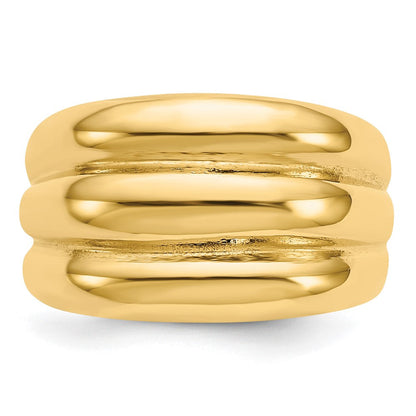 14K Gelbgold Ring mit poliertem, gewelltem Dom-Design