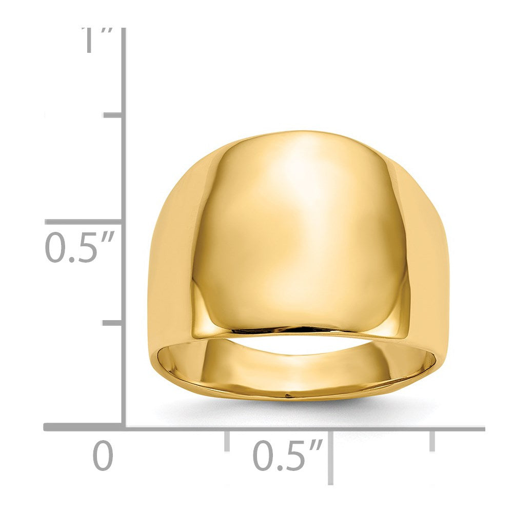 14K Gelbgold Poliert Kuppel Ring (size 7 Nur)