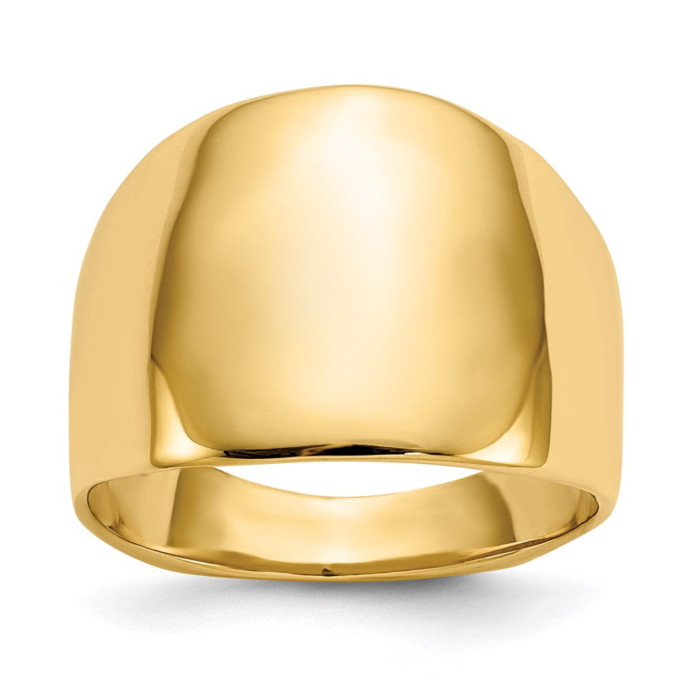 14K Gelbgold Poliert Kuppel Ring (size 7 Nur)