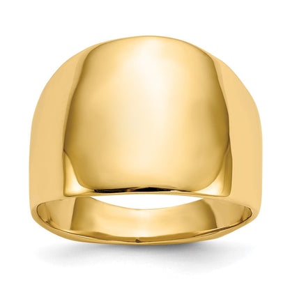 14K Gelbgold Poliert Kuppel Ring (size 7 Nur)