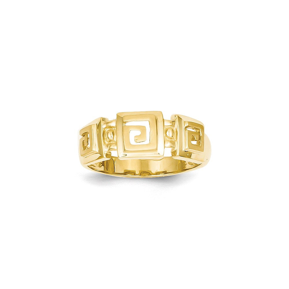 14K Gelbgold Ring mit poliertem Fantasie-Griechischer-Mäander-Muster