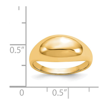 14K Gelbgold Ring mit gewölbter, polierter Oberfläche