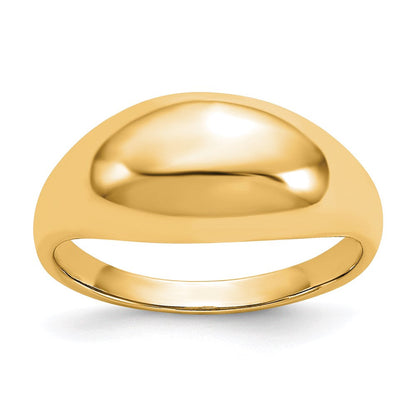 14K Gelbgold Ring mit gewölbter, polierter Oberfläche