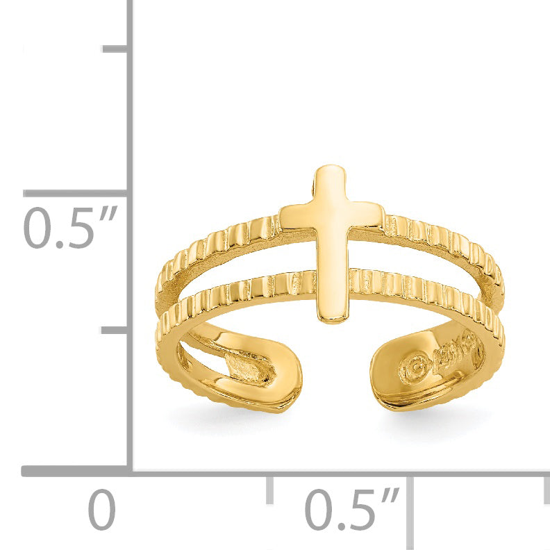 14K Gelbgold Kreuz Zehenring