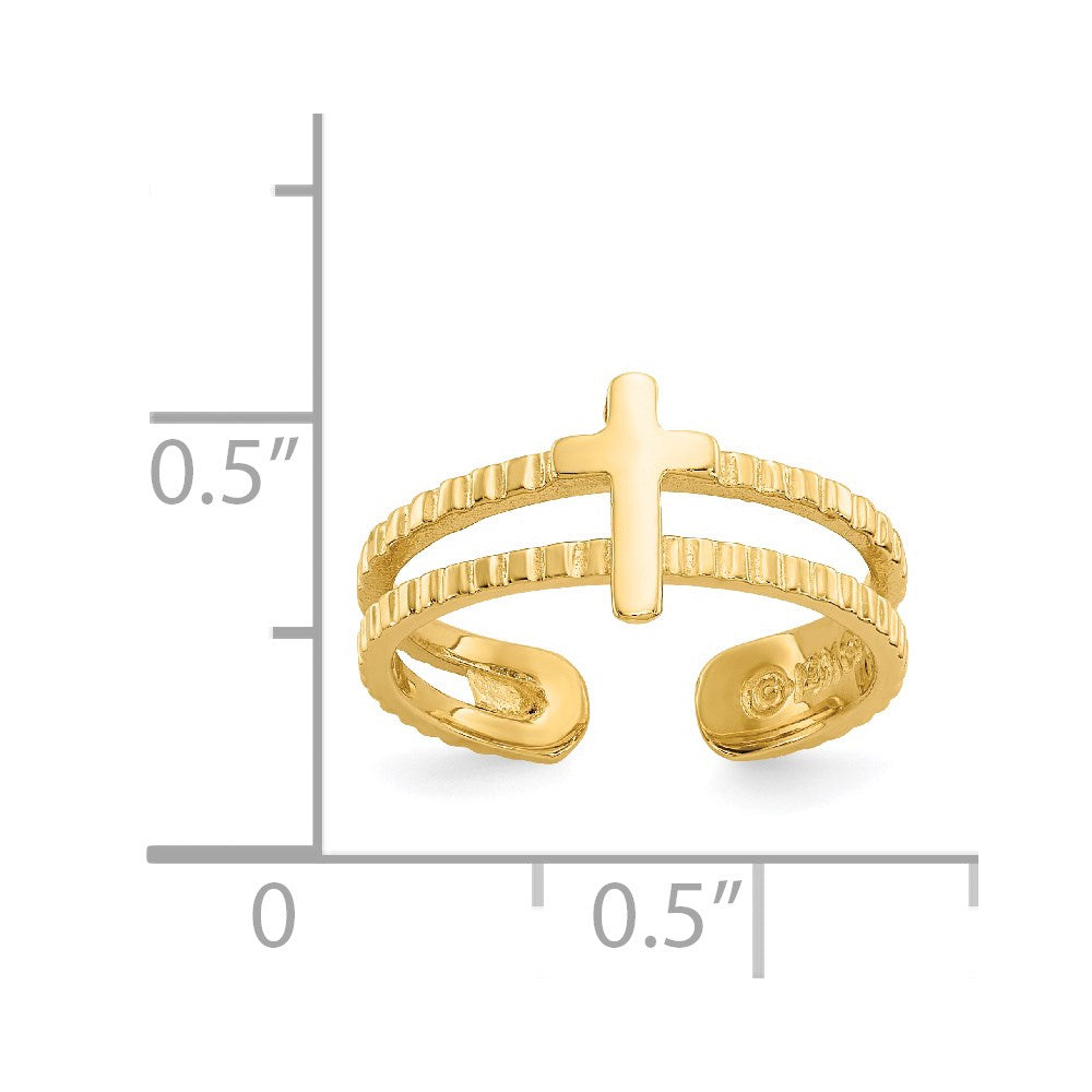 14K Gelbgold Kreuz Zehenring