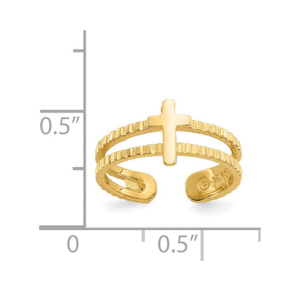 14K Gelbgold Kreuz Zehenring