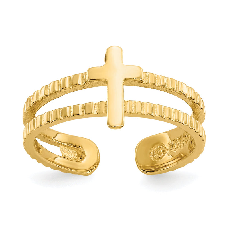 14K Gelbgold Kreuz Zehenring