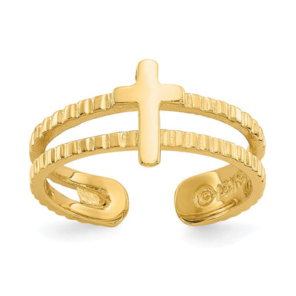 14K Gelbgold Kreuz Zehenring