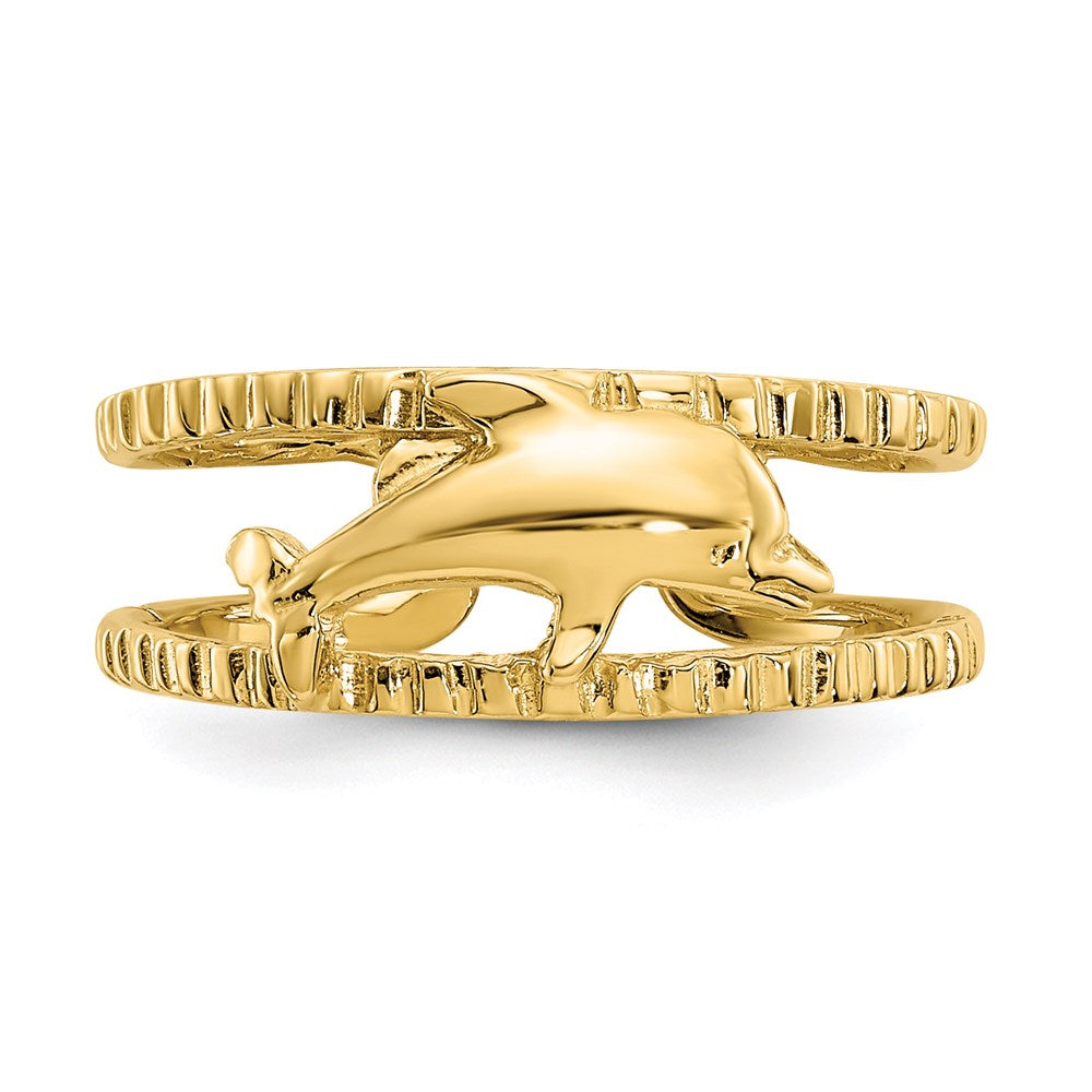 14K Gelbgold Zehenring mit Delfin