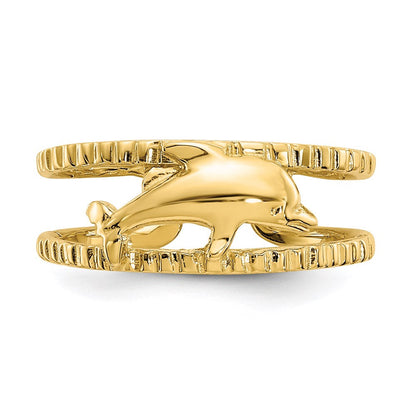 14K Gelbgold Zehenring mit Delfin