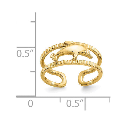 14K Gelbgold Zehenring mit Delfin