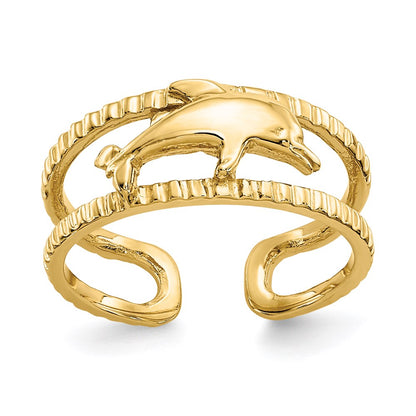 14K Gelbgold Zehenring mit Delfin