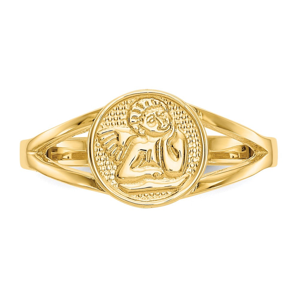 14K Gelbgold Polierter Engel Ring