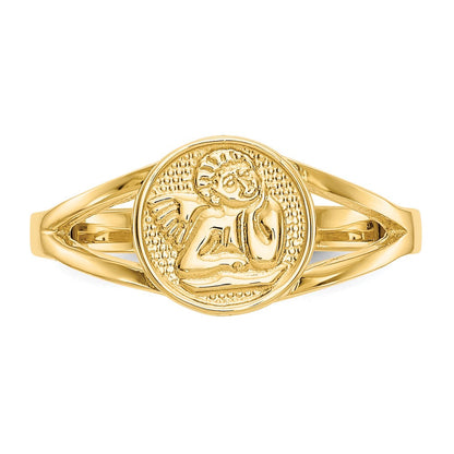 14K Gelbgold Polierter Engel Ring