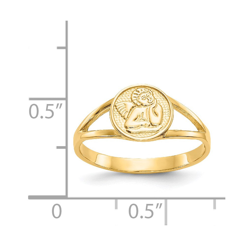 14K Gelbgold Polierter Engel Ring