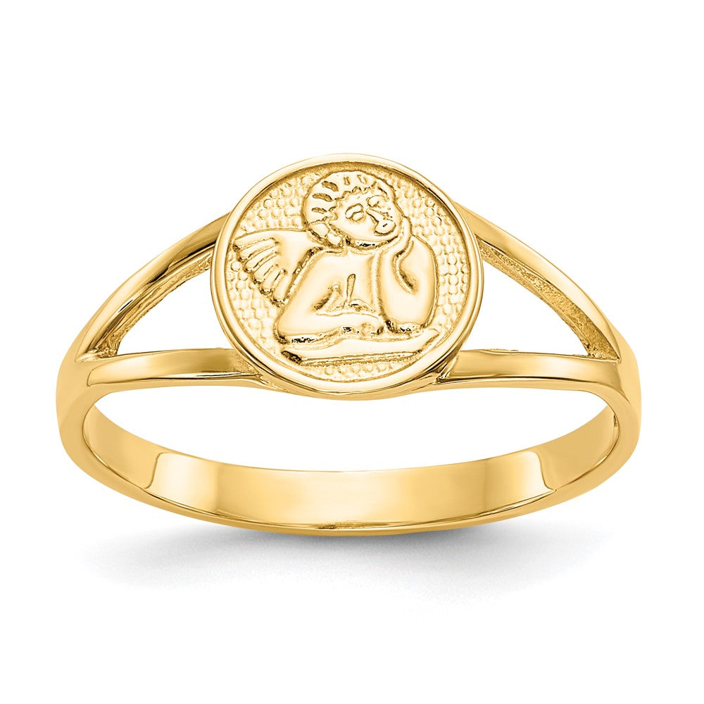 14K Gelbgold Polierter Engel Ring