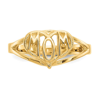14K Gelbgold Poliert Herz-Ring "Mom"