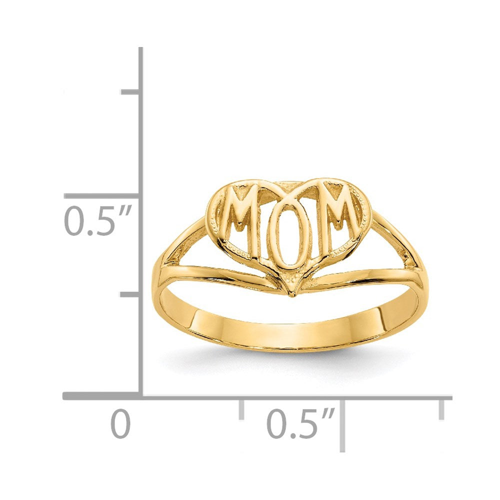14K Gelbgold Poliert Herz-Ring "Mom"