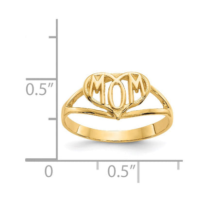 14K Gelbgold Poliert Herz-Ring "Mom"