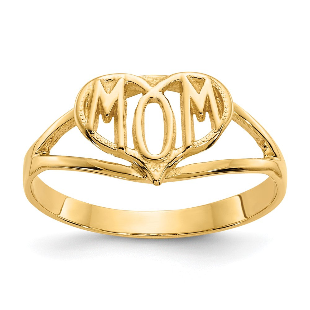 14K Gelbgold Poliert Herz-Ring "Mom"