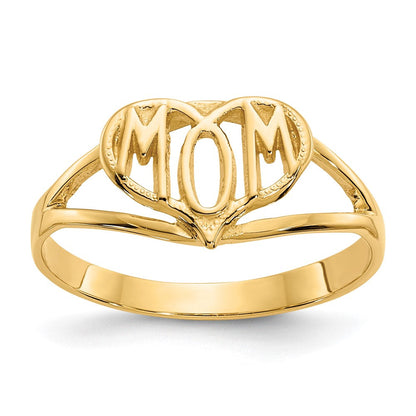 14K Gelbgold Poliert Herz-Ring "Mom"