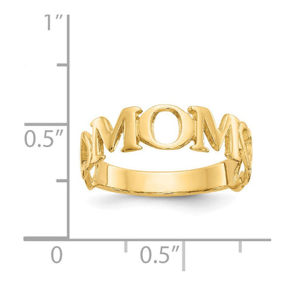 14K Gelbgold Polierter Mama-Ring
