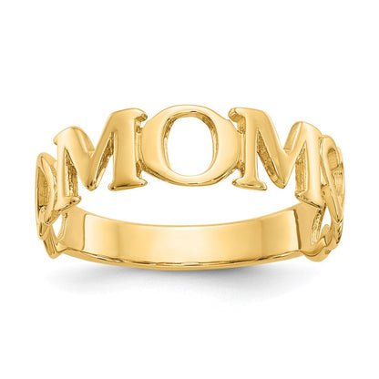 14K Gelbgold Polierter Mama-Ring