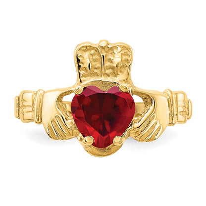 14K Gelbgold January Zirkonia Herz Geburtsstein Claddagh Ring