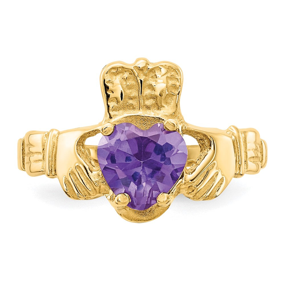 14K Gelbgold June Zirkonia Herz Geburtsstein Claddagh Ring