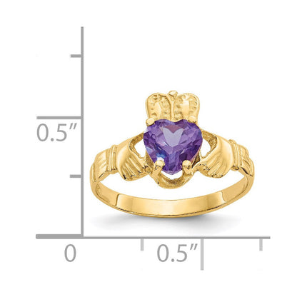 14K Gelbgold June Zirkonia Herz Geburtsstein Claddagh Ring